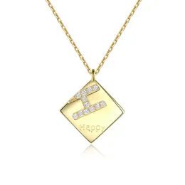 Micro Set Zircon H Letter 925 Silver Square Pendant Necklace Jewelry Charm Women Plated 18k Gold Collar Chain Necklace For Women Wedding Party Valentine's Day Gift SPC