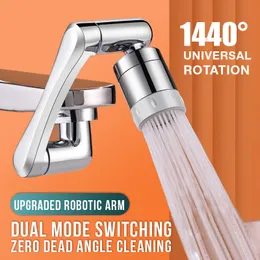 Andra kranar duschar ACCS rostfritt stål universal 1080 ° svängbar robotarm svivel förlängning luftare diskbänk förlängare 2 vattenflödesläge 230419