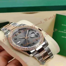 41mm Herrenuhren Herrenuhr Automatikwerk 2813 Roségold Stahlarmband Diamantlünette Wimbledon 126333 Armbanduhren1724