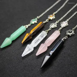 Pendant Necklaces Catcher Dream Natural Stone Pendulum For Dowsing Divination Healing Reiki Crystal Pink Quartz Amethysts Pendulo