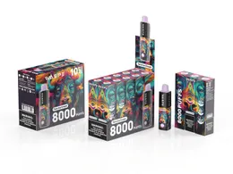 Hochwertiger Cartoon Vape Waspe 8000 Züge 0% 2% 3% 5% Salt Nic Mesh Coil E-Zigarette Einweg-Pod-Luftstrom, verstellbarer Stift Vaper Vape auswechselbar