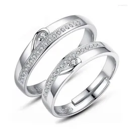 Кластерные кольца 1pcs модная пара кольцо регулируемое открытие сердца Сердечное обещание для женщин творческое простые свадебные украшения украшения