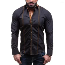 Camisas casuais masculinas vestem mass de manga comprida Botão de camisa de colar