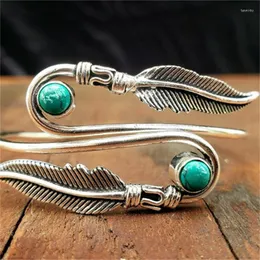 Bangle Vintage Style Natural Stone Bracelet Boho Women Feather Open Featured Simple Fashion Holiday Party Gift Accessories