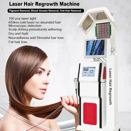 Mais novo multifuncional laser 650nm máquina de aceleração do crescimento do cabelo regulação do óleo do cabelo detecção de saúde do folículo tratamento llld salão de espessamento do cabelo