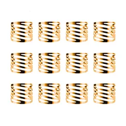 Napkin Rings 12pcs Back Pattern Metallic Wedding Napkin Rings Table Decoration Hollow Out Family Gatherings Everyday Use Napkin Buckle Holder 230419