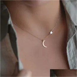 Pendant Necklaces New Fashion Simple Star Moon Pendant Necklace For Women Bijoux Maxi Statement Necklaces Collier Jewelry Dr Dhgarden Otram