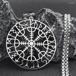Ожерелья с подвесками, рунический шлем викингов, амулет, ожерелье серебряного цвета из нержавеющей стали, символ защиты, языческие украшения N7024S01