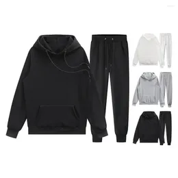 Women's Two Piece Pants Couple Hoodie Set Relaxed Fit Stylish Couple's Sport Outfit Hooded Sweatshirt Drawstring Long For Spring