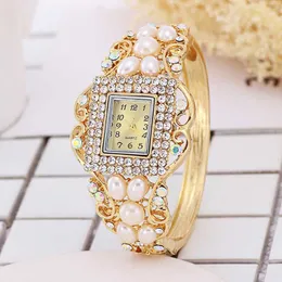 Armbanduhren Perle Mode Damen Diamant Perle Armband Tabelle Perle K Gold Armbanduhr Perle Armbanduhr Kleid Uhren Frauen W0420