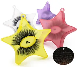 1 Paar übertriebene dicke Wimpern mit Sternen, Etui, 3D-natürliche Nerzwimpern, bunte falsche Wimpern, verjüngt, kreuz und quer geflügeltes Make-up Wh6925677