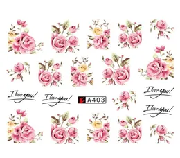 Hela DIY Designer Water Transfer Tips Nail Art Pink Rose Flower Sticker Decals Women Beauty Wedding8764917