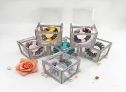 25mm Full Strip Mink Lashes Rhinestone Lash Package Crystal Clear Square Diamond Lash Boxes With Dramatic Eyelash5809895