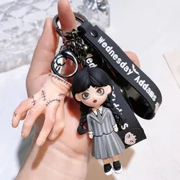 Key Rings Wednesday Addams Acrylic Keychain Animated Family Figure Pendant Keyring Gift for Fans Decoration Wholesale 231118