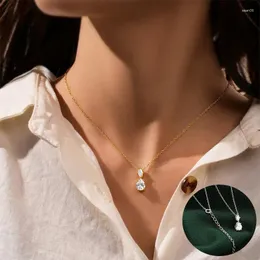 Ketten 925 Sterling Silber Zirkon Wasser Tropfen Halskette Für Frauen Mädchen Geometrische Feine Kette Design Schmuck Party Geschenk