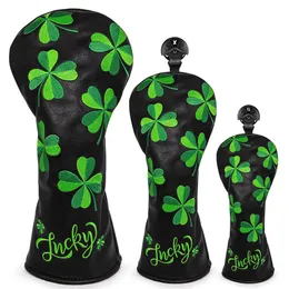 Other Golf Products Golf Headcovers For Golf Driver Head Cover Embroidery Lucky Clover Premium Leather Driver FairwayFW Wood HybridUT with Numbe 231120