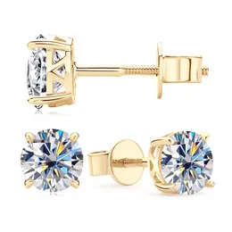 Dangle Chandelier IOGOU 10k Gold Earrings Real 6mm Diamond Stud Earrings for Men Women 10K Yellow Gold Screw Back Earrings Fine Jewelry 230419