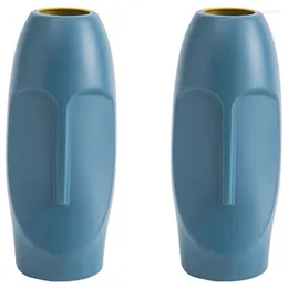 Vase 2x Nordic Minimalist PE Abstract Vase Human Face Creative Display display digrative figue Head Shape Vase-Blue