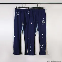 Tasarımcılar Sıradan Pantolon Pantolon Swearpants Amerikan Yüksek Sokak Galerileri Yapılandırılmış H Boyalı Benekli Mürekkep Eklenti Drawstring Pantolon Gevşek Pantolon Erkek Kadın
