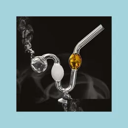 Sigara Boruları Colorf Serpantin Yağ Brülör Boru Taşınabilir Cam Su Kase Kalın Pyrex Downstem Teçhizat Küçük Pot Bubbler Tobacc DH4WH