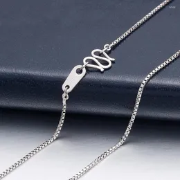 Kedjor PT950 Pure Solid Platinum 950 Necklace Women 1mm Thin Box Link 42-44cm Två designlås