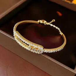 Bracciale UILZ Braccialetti con ciondoli a forma ovale geometrica per le donne Bracciale regolabile di lusso con zirconi bianchi Gioielli per feste di moda