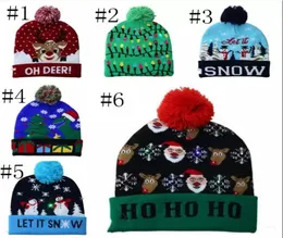 LED Christmas Hat Knitted Pom Light Xmas Vailies Crochet Winter Hats Deer Elk Gilrs czaszka czapka Christmass Dekoracja domowa 7573898