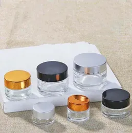 Transparente Glascremeflasche 30g Reisekosmetik Unterflasche Weithals tragbare Gesichtscreme Glasflaschenversorgung