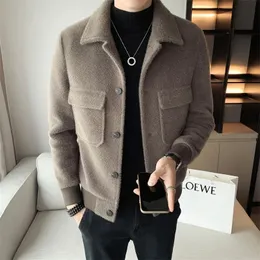 Männer Jacken Mode Herbst Winter Kurze Wollmantel Wolle Männer Koreanische Nerz Nachahmung Jacke Trendy Schwere Kleidung Herren Mantel S-3XL 231118