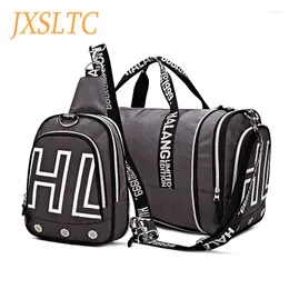 Duffel Bags JXSLTC Fashion Mens Travel Bag Multifunktionell vikbar bröstryggsäck Stor kapacitet Designer Handbagage duffle