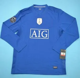 Топ 2008 Финал Москва Роналду Ретро Джерси Классик Винтаж 08 09 Scholes Vidic Soccer Jersey Roone