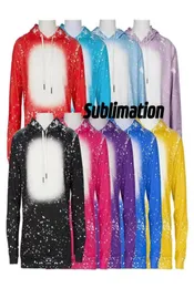 Whole Party Supplies Sublimation Bleached hoodies Heat Transfer Blank Bleach Shirt fully Polyester US Sizes for Men Women 20 c7615024