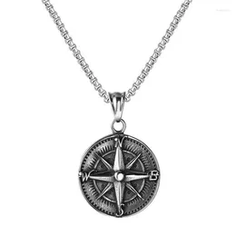 Pendant Necklaces Items Vintage Stainless Steel Cool Mens Nautical North Star Compass Necklace Chain Accessories