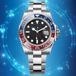 Ruch Watches Wysokiej jakości męskie zegarek GMT 40 mm Pepsi Coke Bezel Waterproof Sapphire Glass Super Luminous 904L zegarek ze stali nierdzewnej Montre Business Business Luksus zegarek