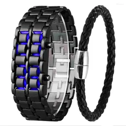 Нарученные часы уникальный креативный лавовый светодиодный водонепроницаемый модный мужской браслет пара ретро нейлон