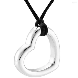 Pendant Necklaces Black Cotton Rope Necklace For Large Heart Cremation Jewelry Women Charm Memorial Ashes