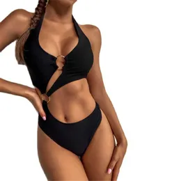 Swim Wear 2023 Kobieta kostium kąpielowa Seksowne stringi One Piece Cross Cross Bikini Summer Bathing Suit Plisted Women Swimodear Solid AA230419
