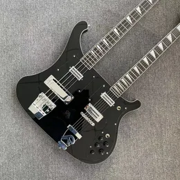 Double Neck Ric Brand Electric Guitar i svart färg 6+4 strängar gratis fartyg