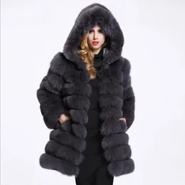 Women's Fur Faux Fur quality S-3XL Very fluffy good Fur Coat With hooded Winter female Luxury Faux Fur long sleeve Woman warm Fake Fur coat wj1549 231118