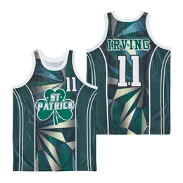 High School Basketball St Patrick Kyrie Irving Jersey 11 Clover Alternativa män Moive Pullover Hiphop University for Sport Fans Team Green Breatble Pure Cotton