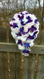 Wedding Flowers White Roses Blue&Purple Dancing Lady Orchid Teardrop Bouquet For Bride Calla Lily Elegant Bridal Ramos De Novia