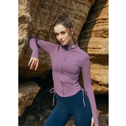 Lu Lu Align Tank T-shirt Kvinnor Midja dragskonsport Yoga Lemons Jacka utomhus Walking Warm Top Tight Jogging Slim Fit Fitness Coat Fashion Long Sleeve LL