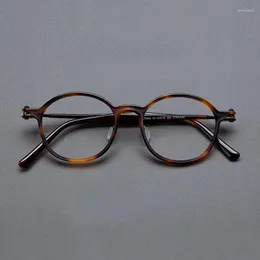 Sonnenbrillenrahmen 2023 Ultraleichte reine Titanacetat-Brillenrahmen für Männer Handgemachte Retro Runde optische Myopie Koreanische Brillen Frauen