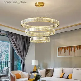 Ceiling Lights Modern Luxury Crystal LED K9 Chandelier Circle Rings Chandeliers Lighting Living Stairs Lamparas Pendant Lamp Fixtures Lights Q231120