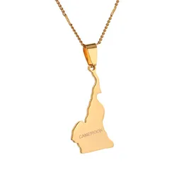 Stainless Steel Republique du Cameroun Map Pendant Necklace Douala Yaounde Africa Jewelry Cameroon Map Chain Jewelry267Y