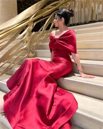 Burgundy Saitn Mermaid Evening Dresses 빈티지 어깨 무도회 가운 Abendkleider Dubai resido de noche 2023