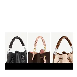 Toppklass äkta Vachetta läder flätade handtagspås delar för designer kvinnor handväska lady ne0n0e hink väska hand bära vridband ersättare