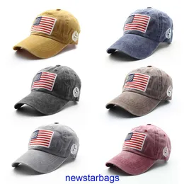 Factory Outlet Designer hats for sale New style old wash cloth curved brim American flag English embroidery baseball cap hip hop popular