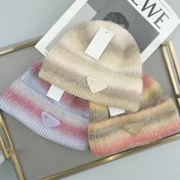 Ny gradient färg bländande regnbåge rand Gradient Knit hatt melon hud hatt varm kall hatt utomhus skidpar ullhatt