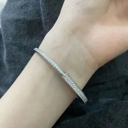 Bangle Bracelet t 925 Silver v Gold Advanced Light Luxury Full Diamond Lock